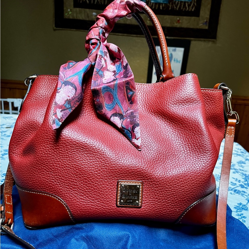 Dooney and Bourke Red Pebbled Leather Brenna Satchel